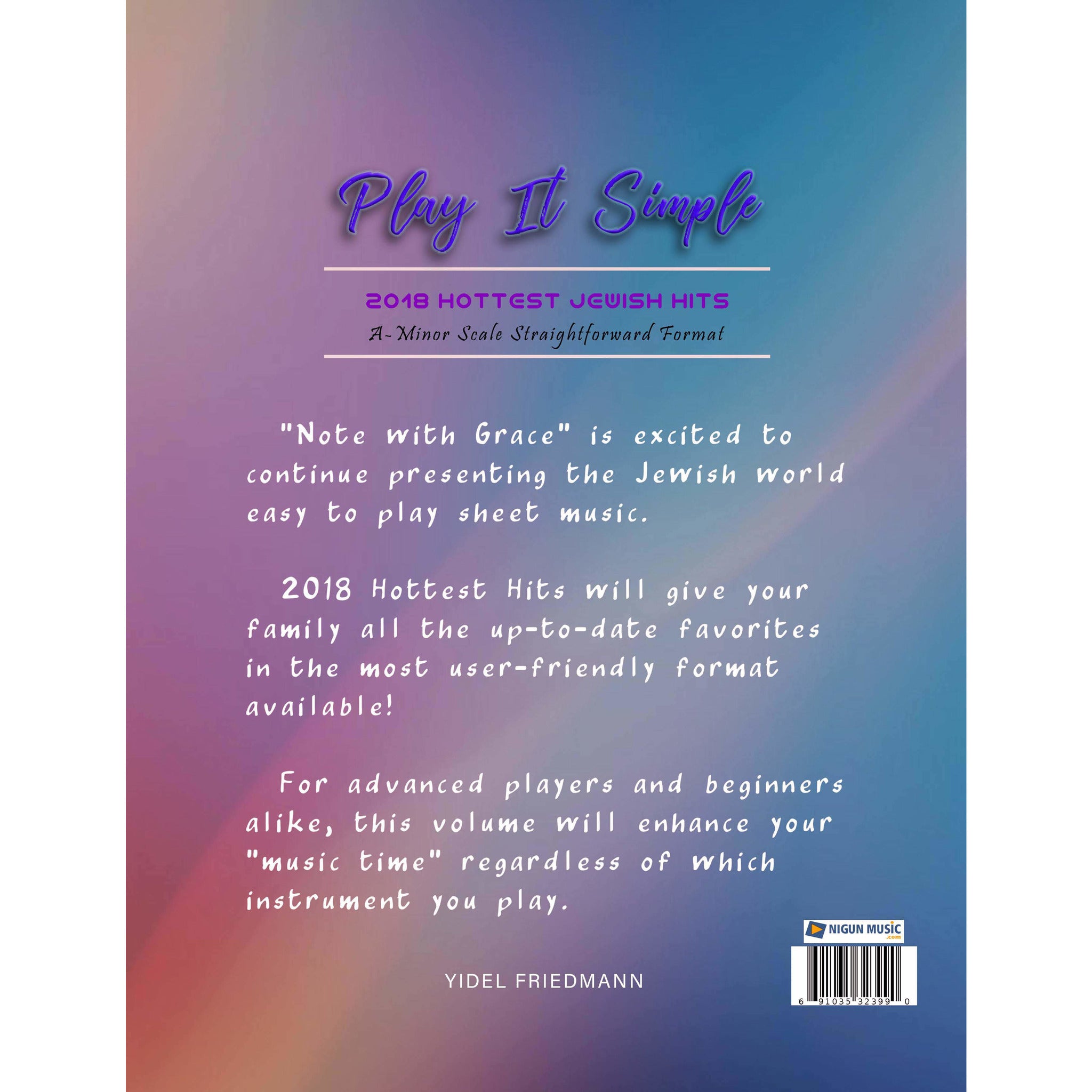 Play It Simple 2018 Hottest Jewish Hits-Music Book-NoteWithGrace.com