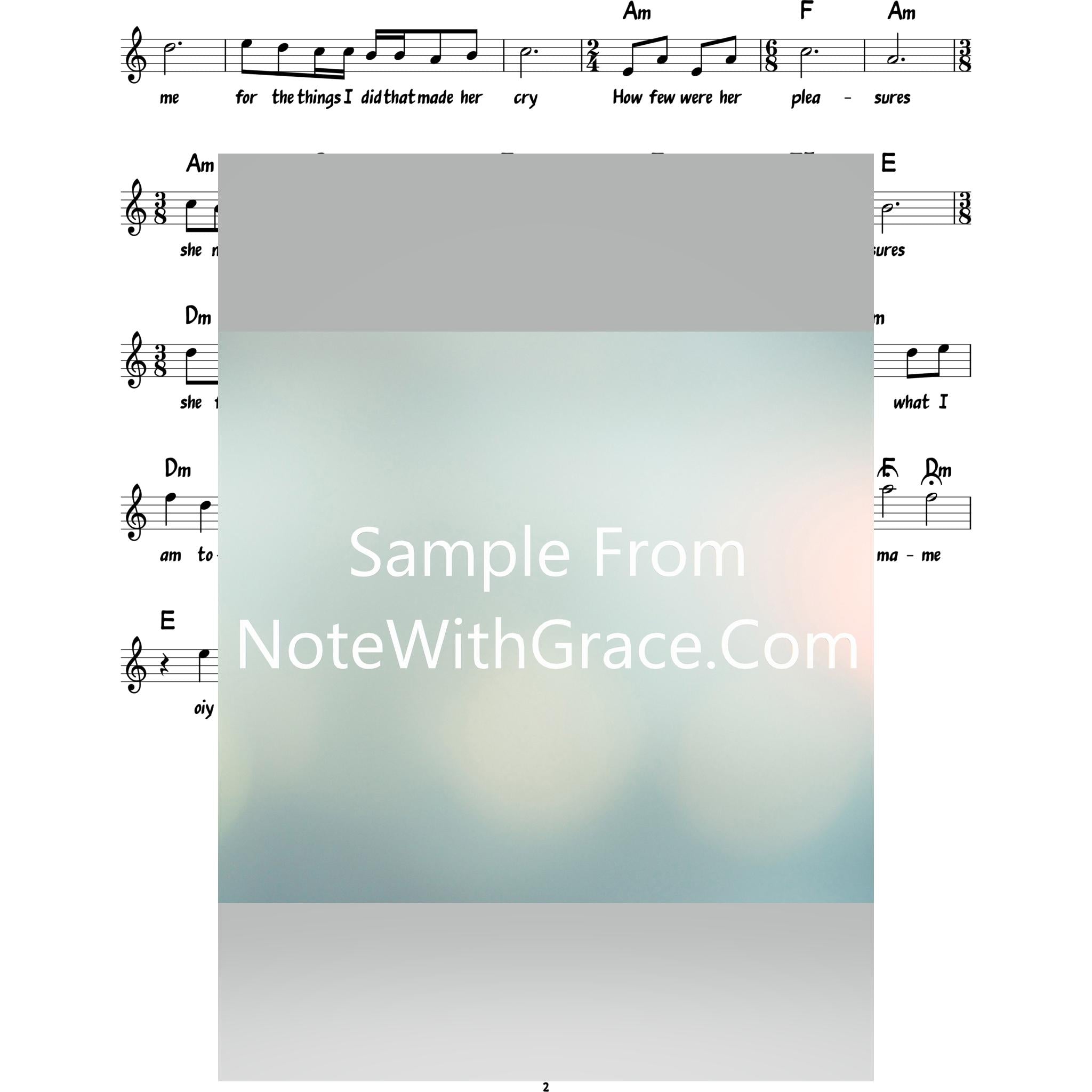 My Yidishe Mame Lead Sheet (Jack Ellen)-Sheet music-NoteWithGrace.com