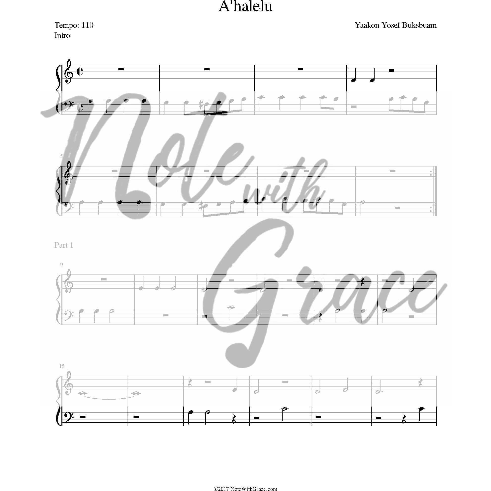 Ahalelu -Includes Simple Bass Clef (Skver)-Sheet music-NoteWithGrace.com