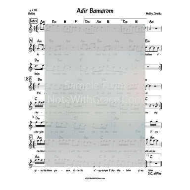 Adir Bamarom Lead Sheet (Motty Ilowitz) Album: Yes You Can (Michual Shnitzler) 2015-Sheet music-NoteWithGrace.com