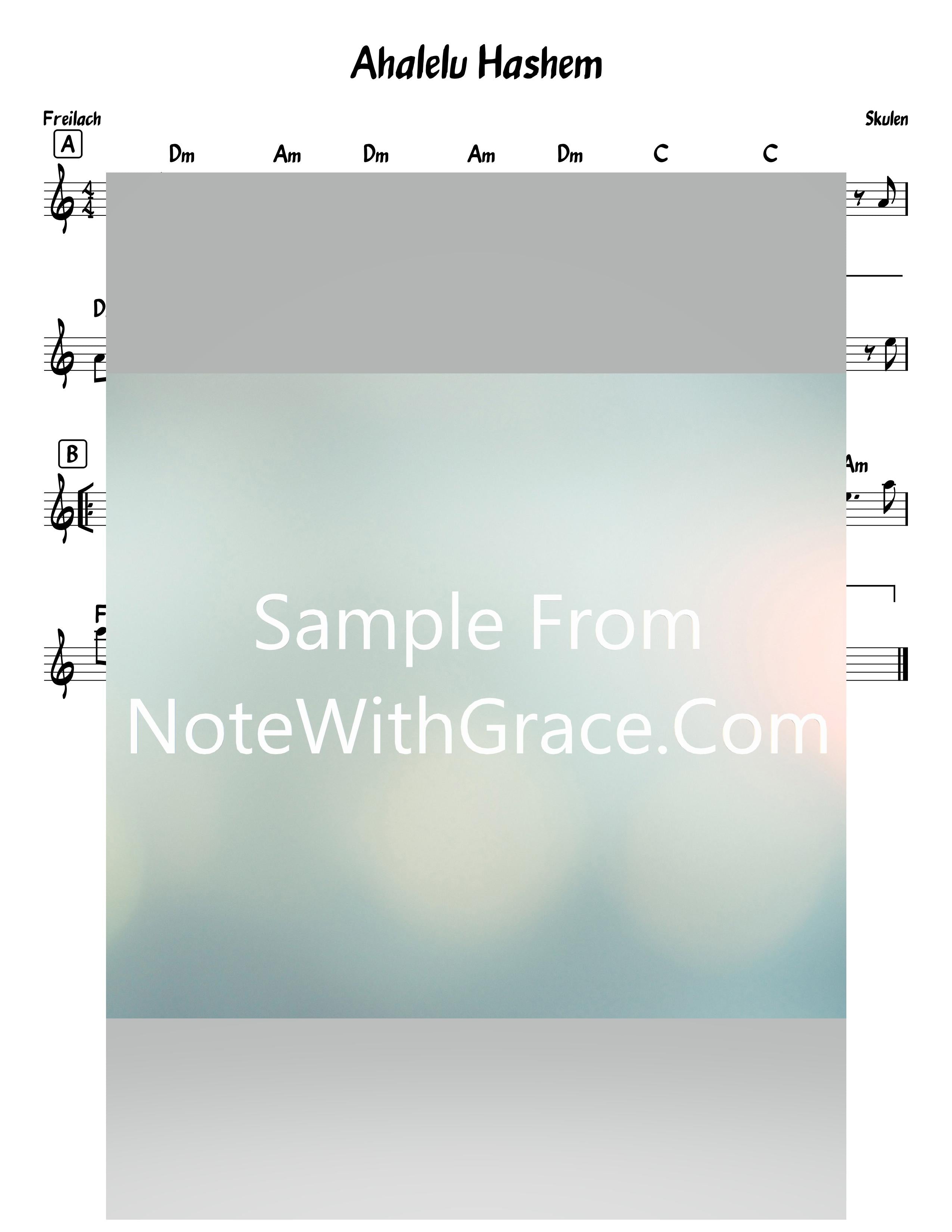 Ahalelu Hashem Lead Sheet (Sklen)-Sheet music-NoteWithGrace.com