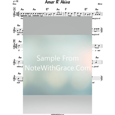 Amar R' Akiva Lead Sheet (Miron)-Sheet music-NoteWithGrace.com