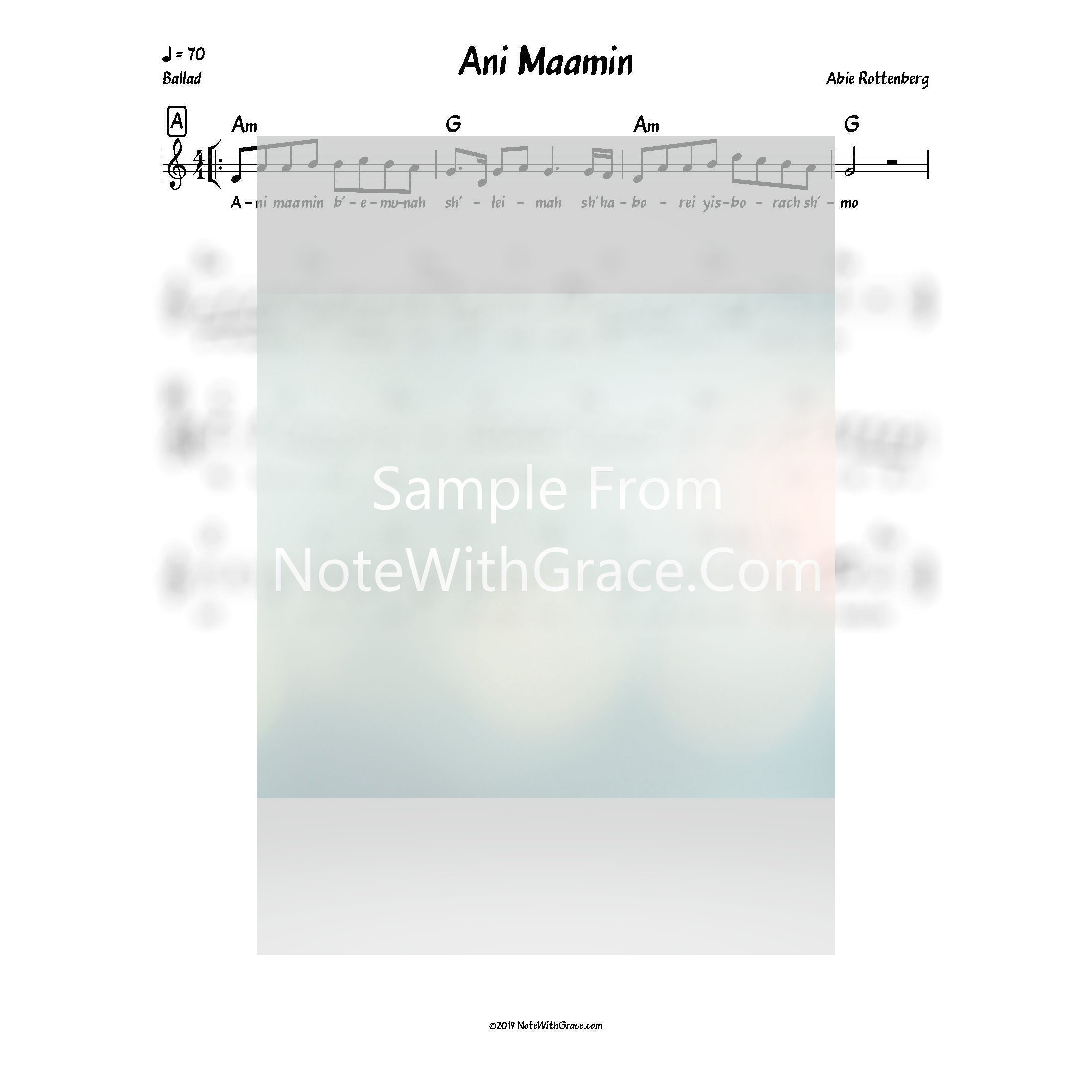 Ani Maamin Lead Sheet (Abie Rottenberg)-Sheet music-NoteWithGrace.com