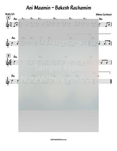 Ani Maamin - A'sisi Bakesh Rachamim Lead Sheet (Shlomo Carlebach)-Sheet music-NoteWithGrace.com