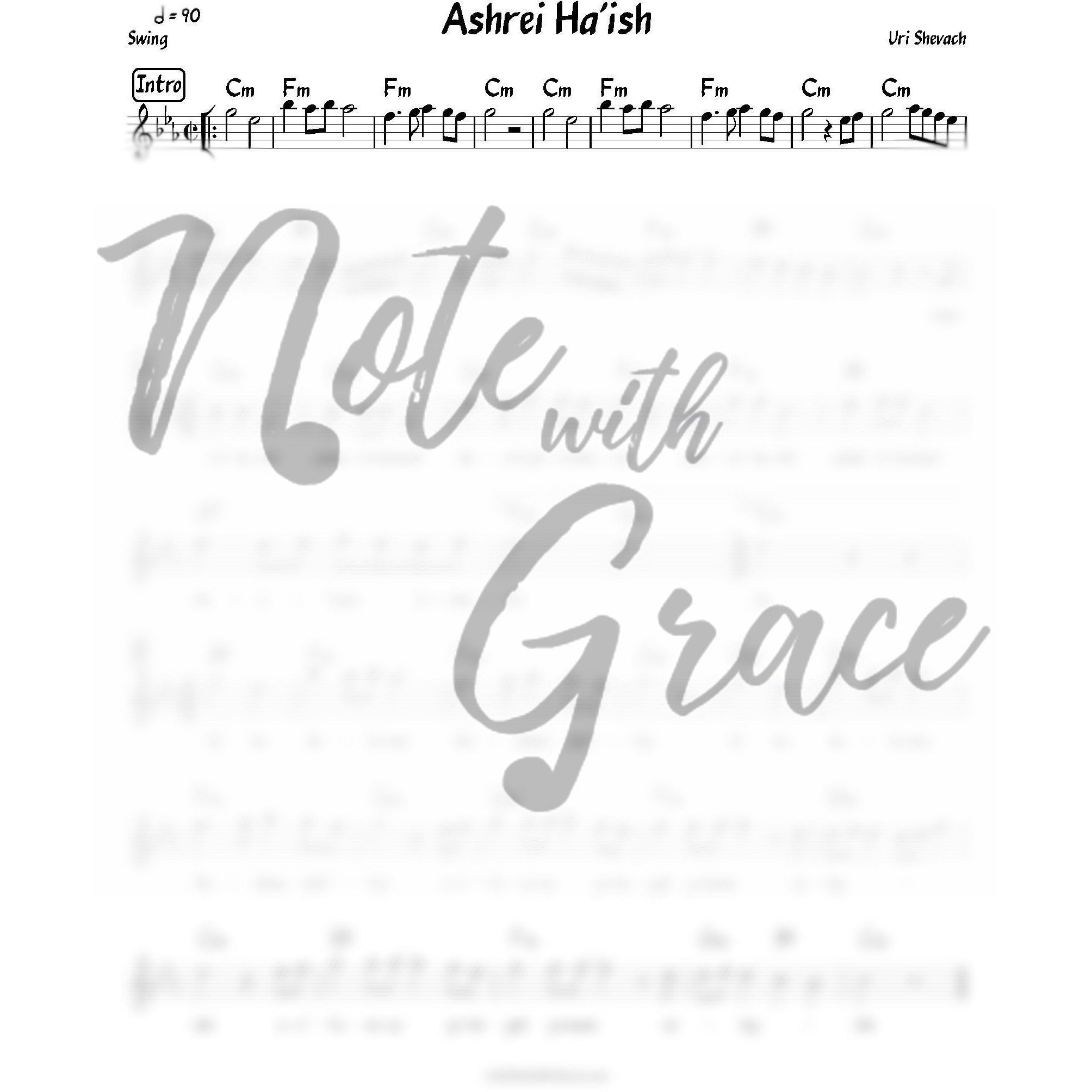 Ashrei Ha'ish Lead Sheet (Uri Shevach)-Sheet music-NoteWithGrace.com