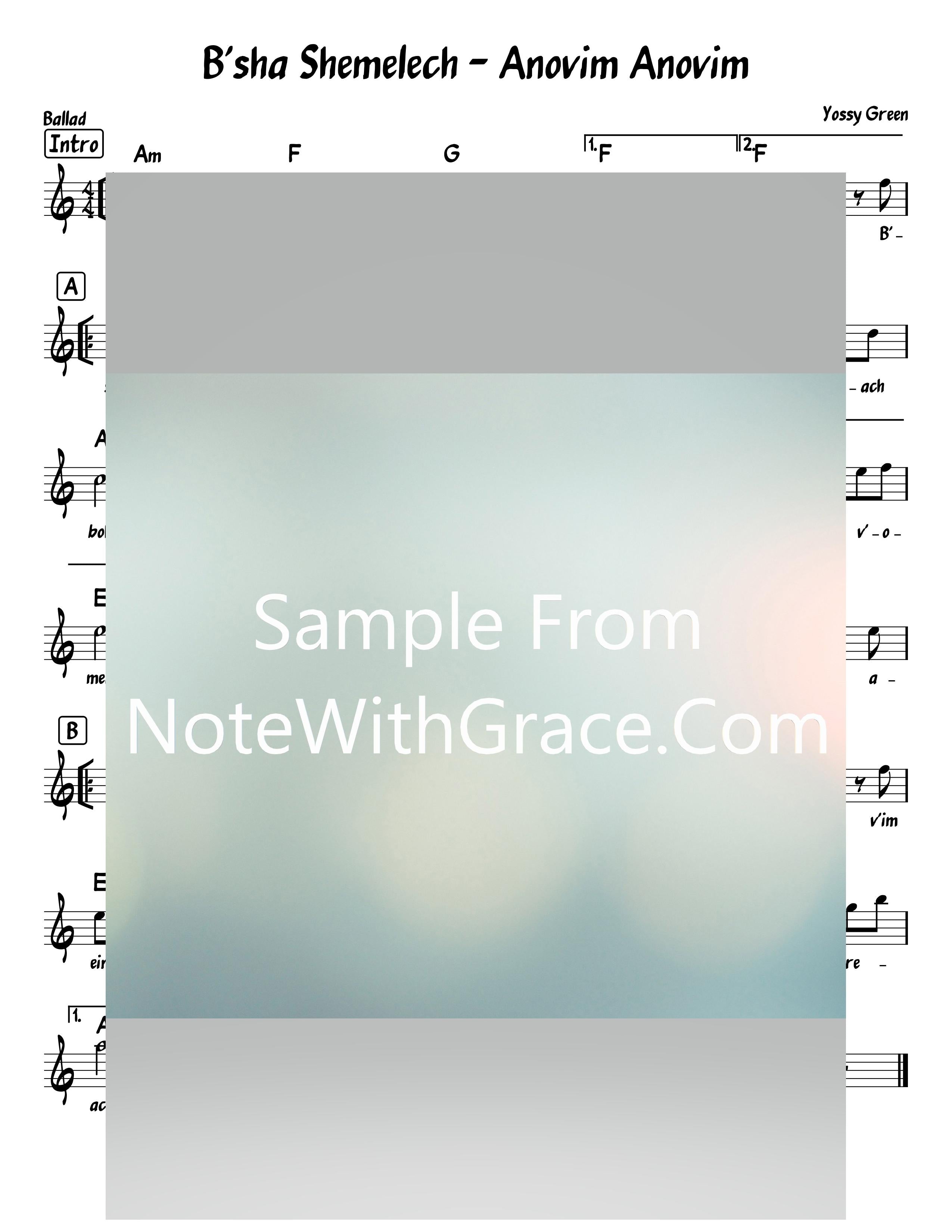 Anovim Anovim - B'shaa Shemelech Lead Sheet (Yossy Green) The 8th Note 2008-Sheet music-NoteWithGrace.com