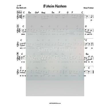 B'sheim Hashem Lead Sheet (Benny Friedman) Album Yesh Tikva 2012-Sheet music-NoteWithGrace.com