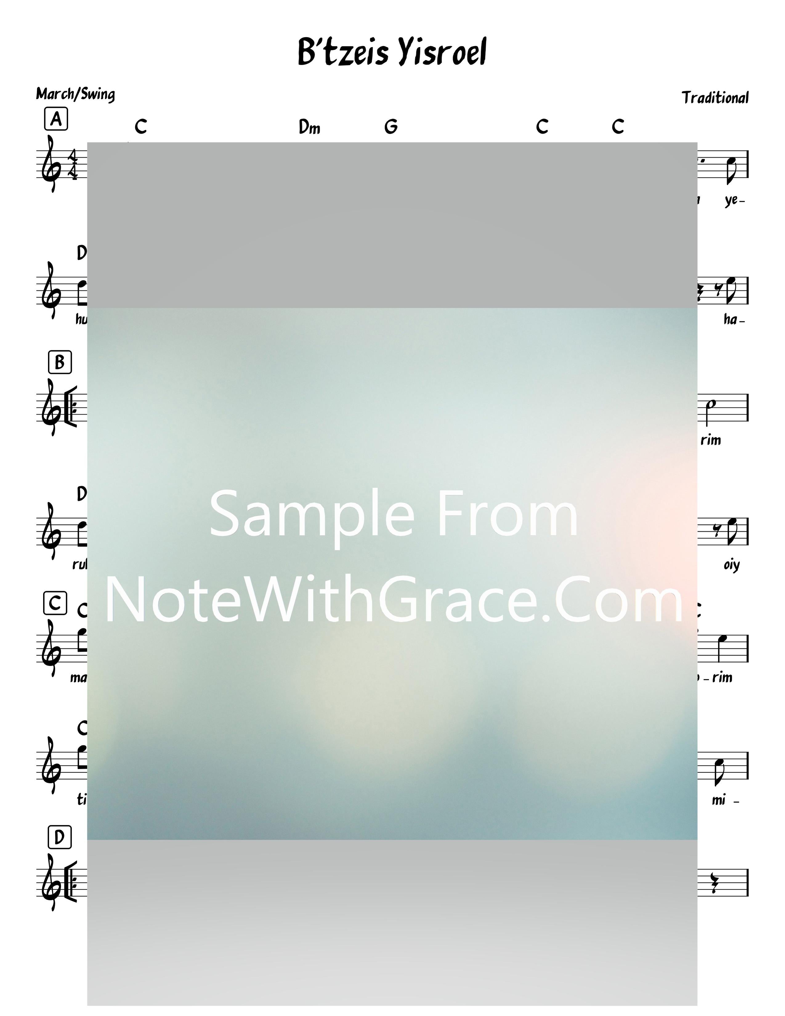 Betzeis Yisroel Mimitzrayim - בצאת ישראל ממצרים Lead Sheet (Traditional)-Sheet music-NoteWithGrace.com