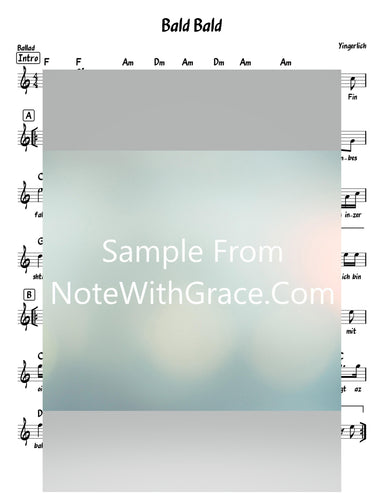 Bald Bald - באלד באלד Lead Sheet (Yingerlach) Album: Yingerlich 2 Released 2020-Sheet music-NoteWithGrace.com