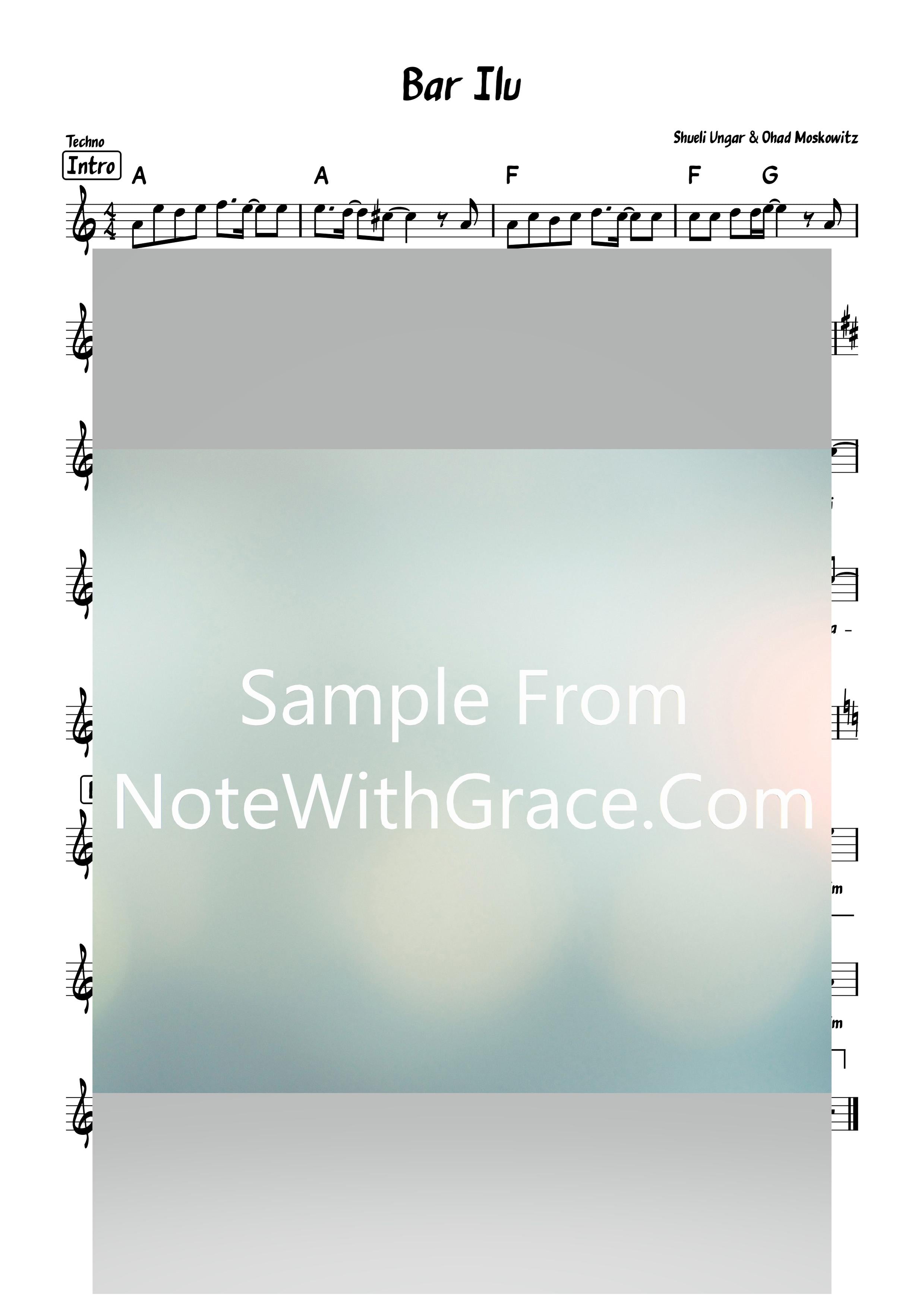 Bar Ilui - בר אלעאי Lead Sheet (Shmueli Ungar - Ohad Moskowitz) Single: 2021-Sheet music-NoteWithGrace.com