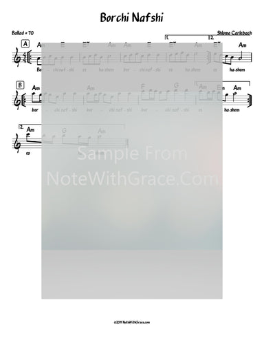 Borchi Nafshi Lead Sheet (Shlomo Carlebach)-Sheet music-NoteWithGrace.com