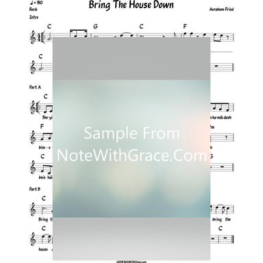 Bring The House Down Lead Sheet (Avraham Fried) Album: Bring The House Down 2016-Sheet music-NoteWithGrace.com