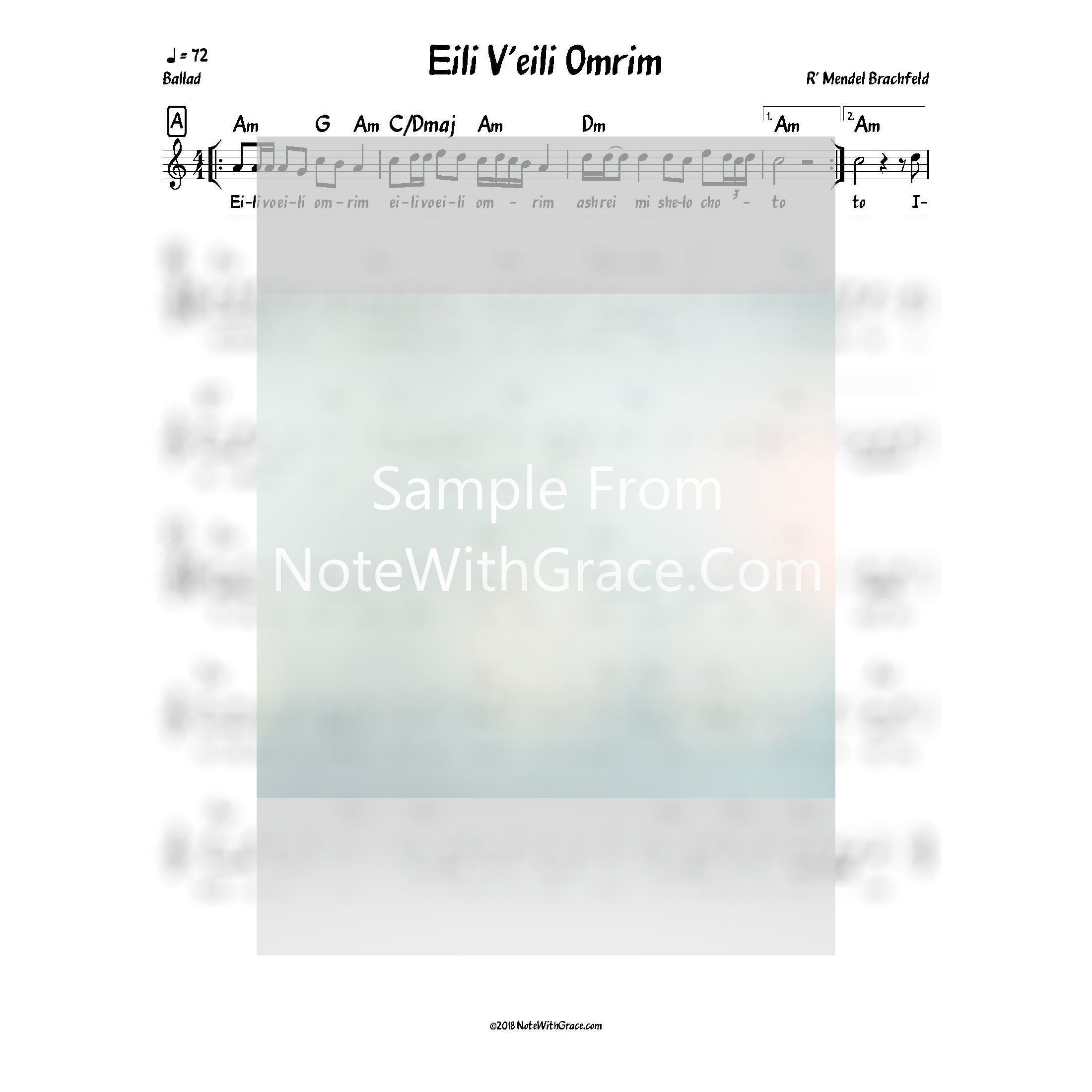 Eili V'eili Omrim Lead Sheet (R' Mendel Brachfeld)-Sheet music-NoteWithGrace.com