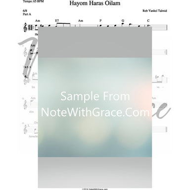 Hayom Haras Oilam Lead Sheet (Reb Yankel Talmid)-Sheet music-NoteWithGrace.com