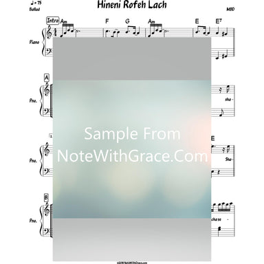 Hineni Rofeh Lach Lead & Bass Clef Sheet (MBD) Tzaakah Album-Sheet music-NoteWithGrace.com