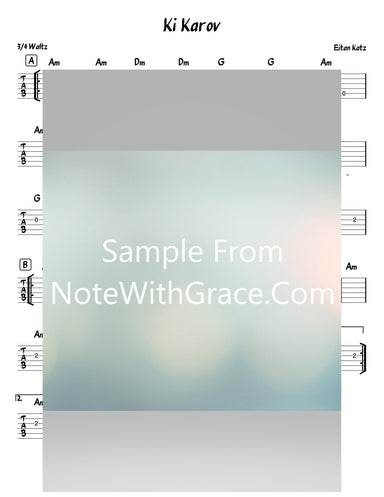 Ki Karov - כי קרוב Lead or TAB Sheet (Eitan Katz - איתן כ״ץ) Released 2020-Sheet music-NoteWithGrace.com