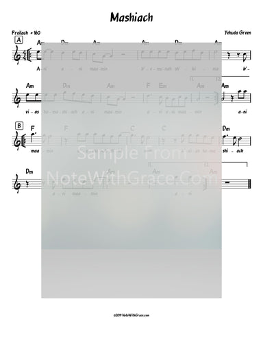 Mashiach - Ani Maamin Lead Sheet (Yehuda Green) Album: Neshamale 2018-Sheet music-NoteWithGrace.com