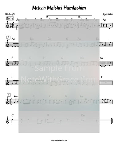 Melech Malchei Hamlachim Lead Sheet (Eyal Golan) Simgle Released 2012-Sheet music-NoteWithGrace.com