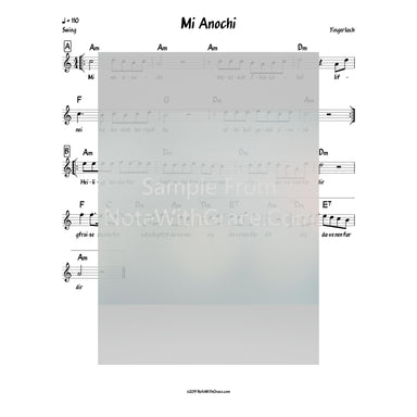 Mi Anochi - Davenen Lead Sheet (Yingerlach) Album: Yingerlich Released 2018-Sheet music-NoteWithGrace.com