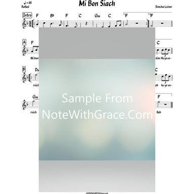 Mi Bon Siach Lead Sheet (Simchah Leiner) Album: Merakeid-Sheet music-NoteWithGrace.com