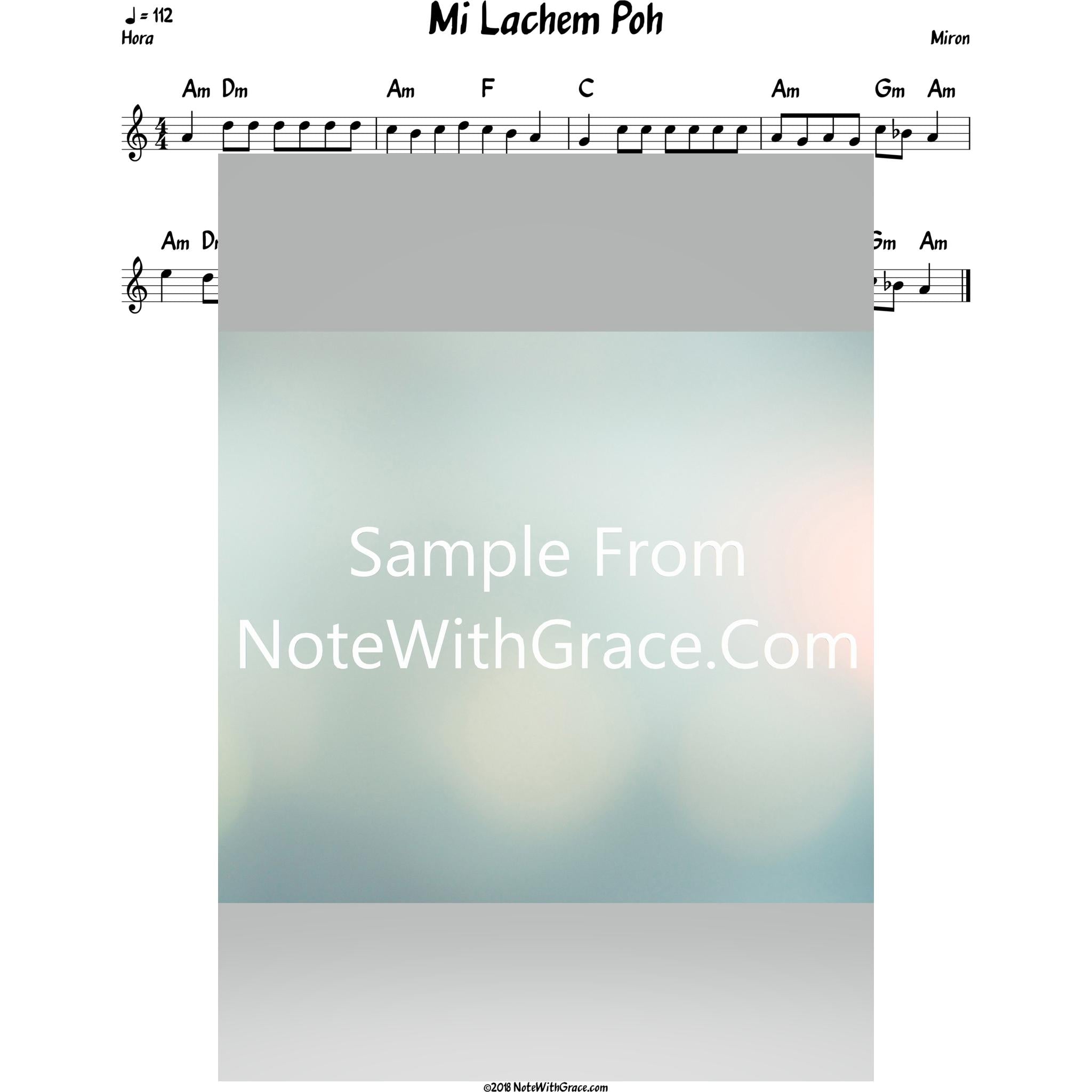 Mi Lachem Poh Lead Sheet (Miron)-Sheet music-NoteWithGrace.com