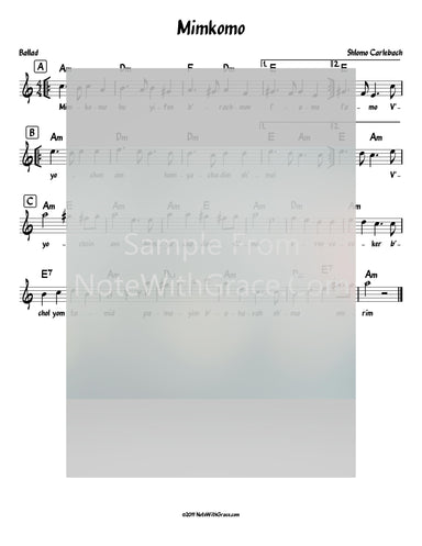 Mimkomo Lead Sheet (Shlomo Carlbach)-Sheet music-NoteWithGrace.com