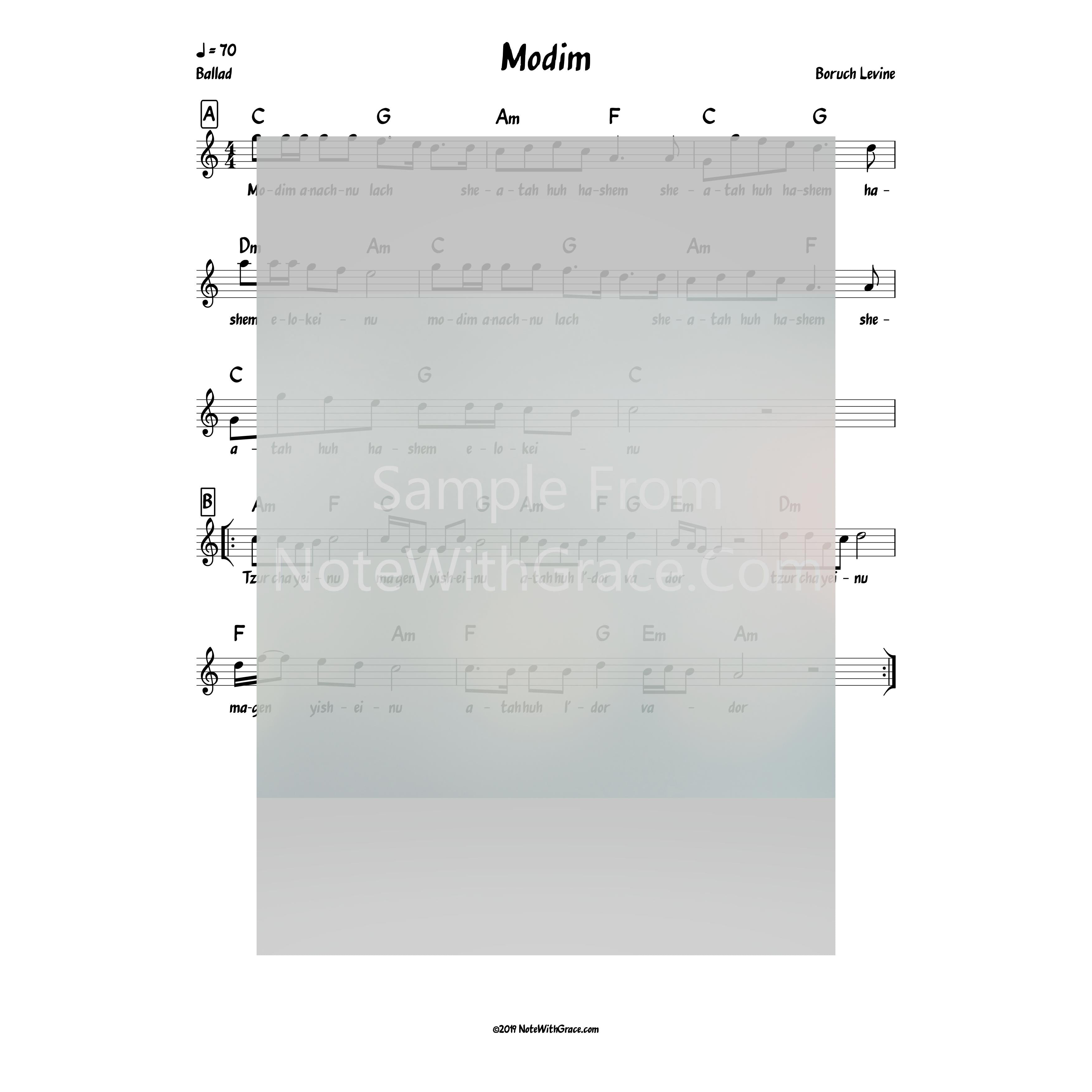 Modim Anachnu Lach Lead Sheet (Baruch Levine) Album Modim Released 2013-Sheet music-NoteWithGrace.com