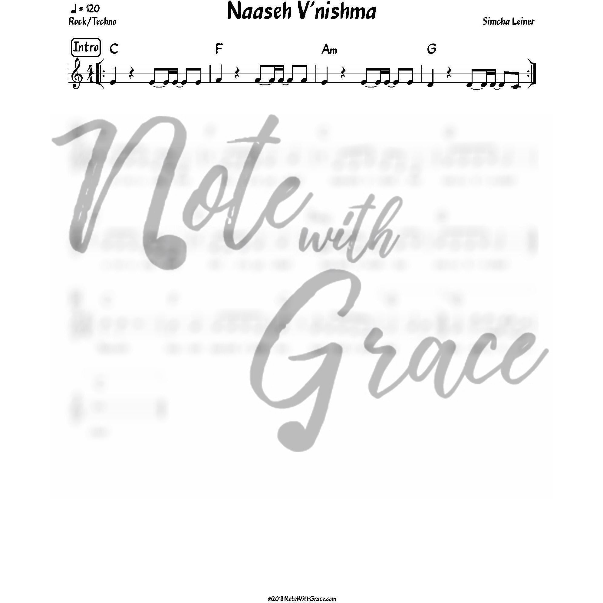 Naaseh V'nishma Lead Sheet (Simchah Leiner) Album: Live In Odessa-Sheet music-NoteWithGrace.com