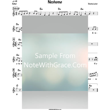 Neshomo Lead Sheet (Simchah Leiner) Album: Merakeid-Sheet music-NoteWithGrace.com