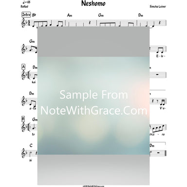 Neshomo Lead Sheet (Simchah Leiner) Album: Merakeid-Sheet music-NoteWithGrace.com