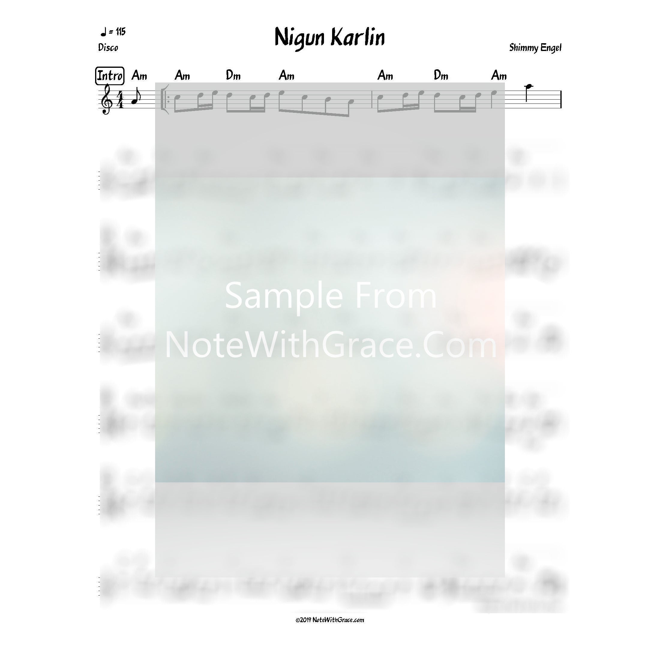 Nigun Karlin Lead Sheet (Shimmy Engel) Album: Sheinis-Sheet music-NoteWithGrace.com