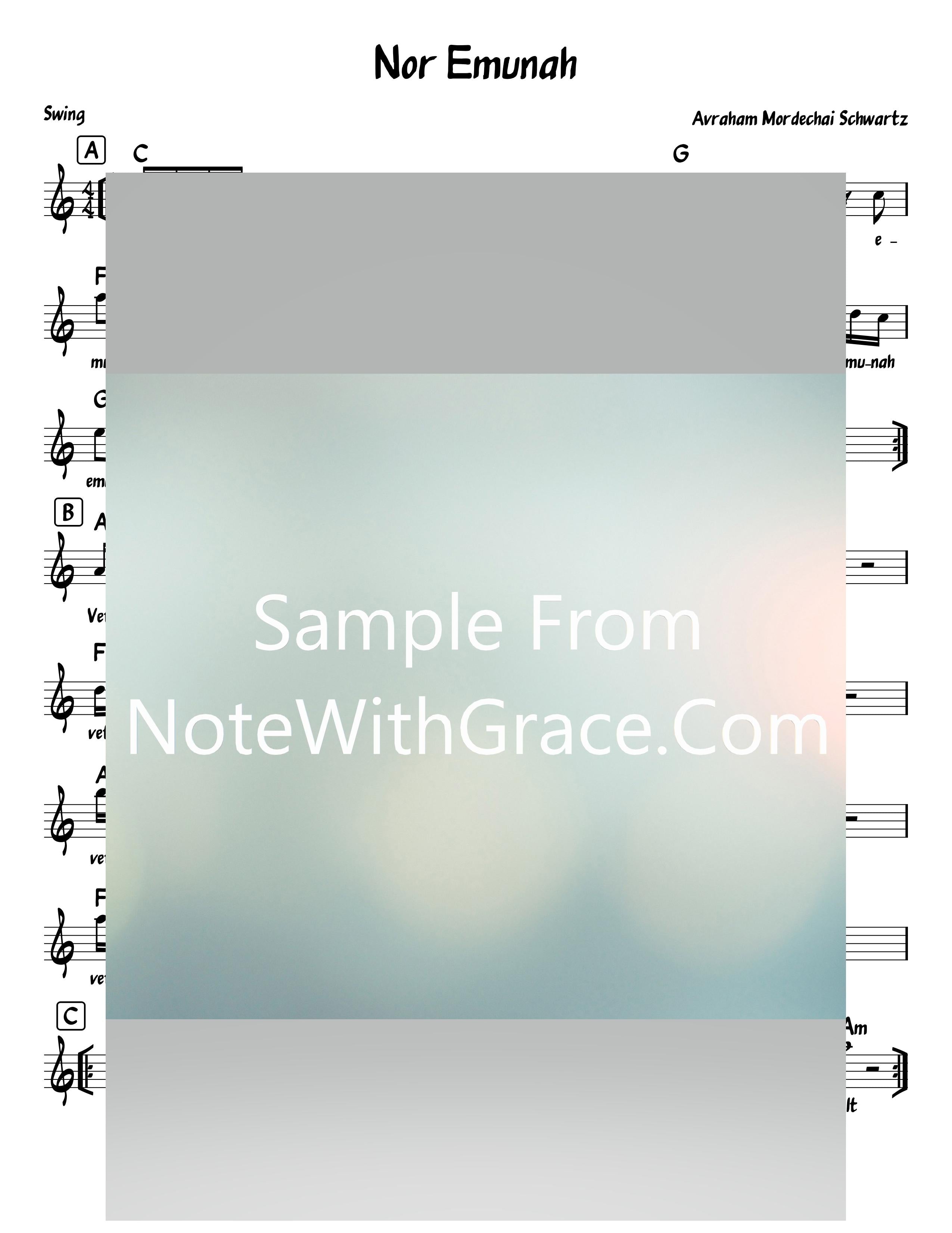 Nor Emunah - נאר אמונה Lead Sheet (Avrohom Mordechai Schwartz) Kruvim Elyonim 2019-Sheet music-NoteWithGrace.com