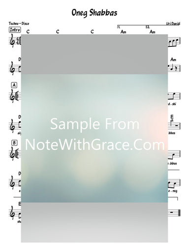 Oneg Shabbos - עונג שבת Lead Sheet (Uri Davidi) Album: Muchanim 2019-Sheet music-NoteWithGrace.com