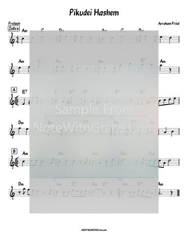 Pikudei Hashem Lead Sheet (Avraham Fried) 2018-Sheet music-NoteWithGrace.com