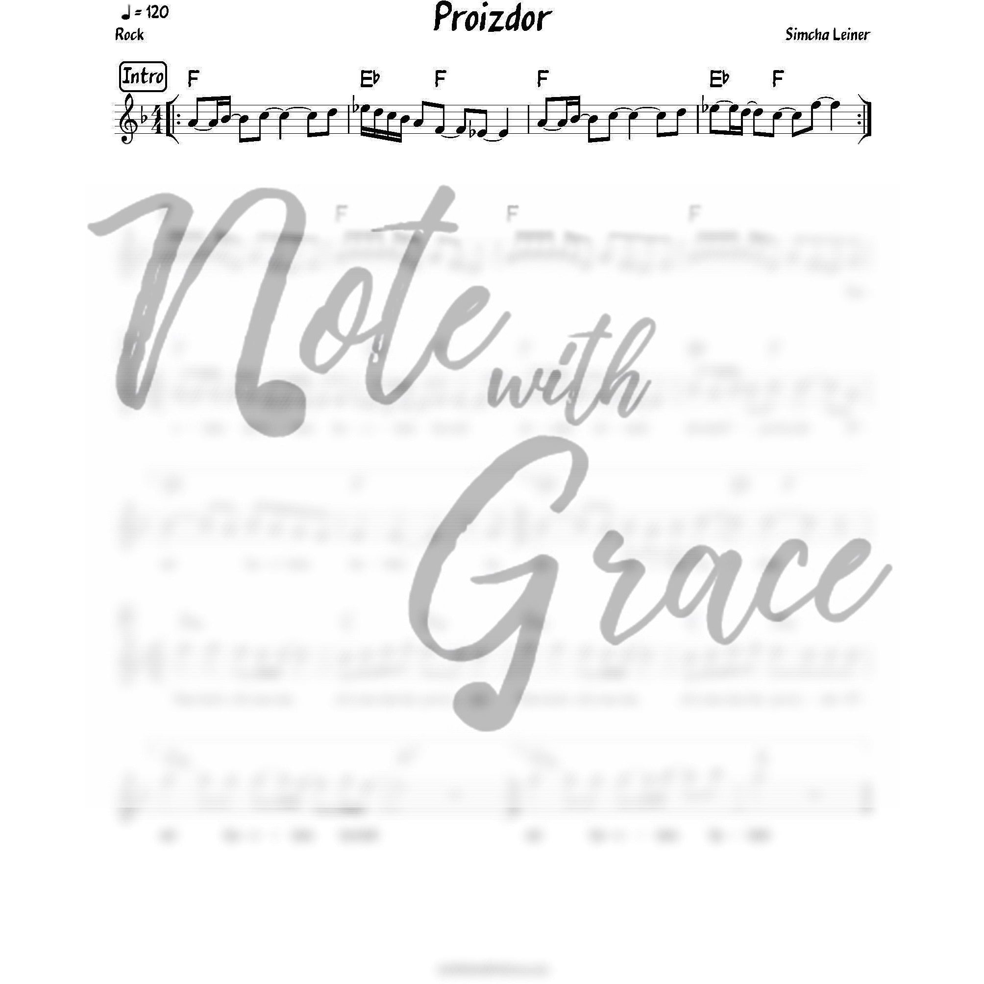 Proizdor Lead Sheet (Simchah Leiner) Album: SL2-Sheet music-NoteWithGrace.com