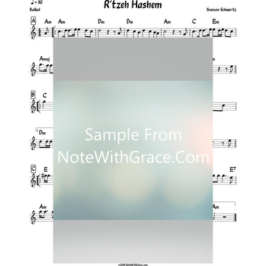 R'tzeh Hashem Elokeini Lead Sheet (Yonasan Schwartz) Album: In A Gitte Shu’uh-Sheet music-NoteWithGrace.com