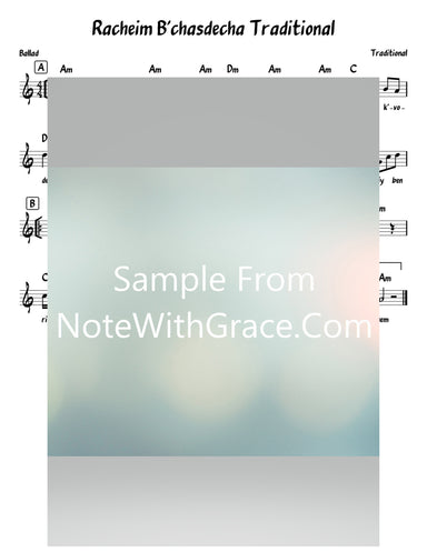 Racheim B'chasdecha - רחם בחסדך Lead Sheet (Traditional) Shabbos-Sheet music-NoteWithGrace.com