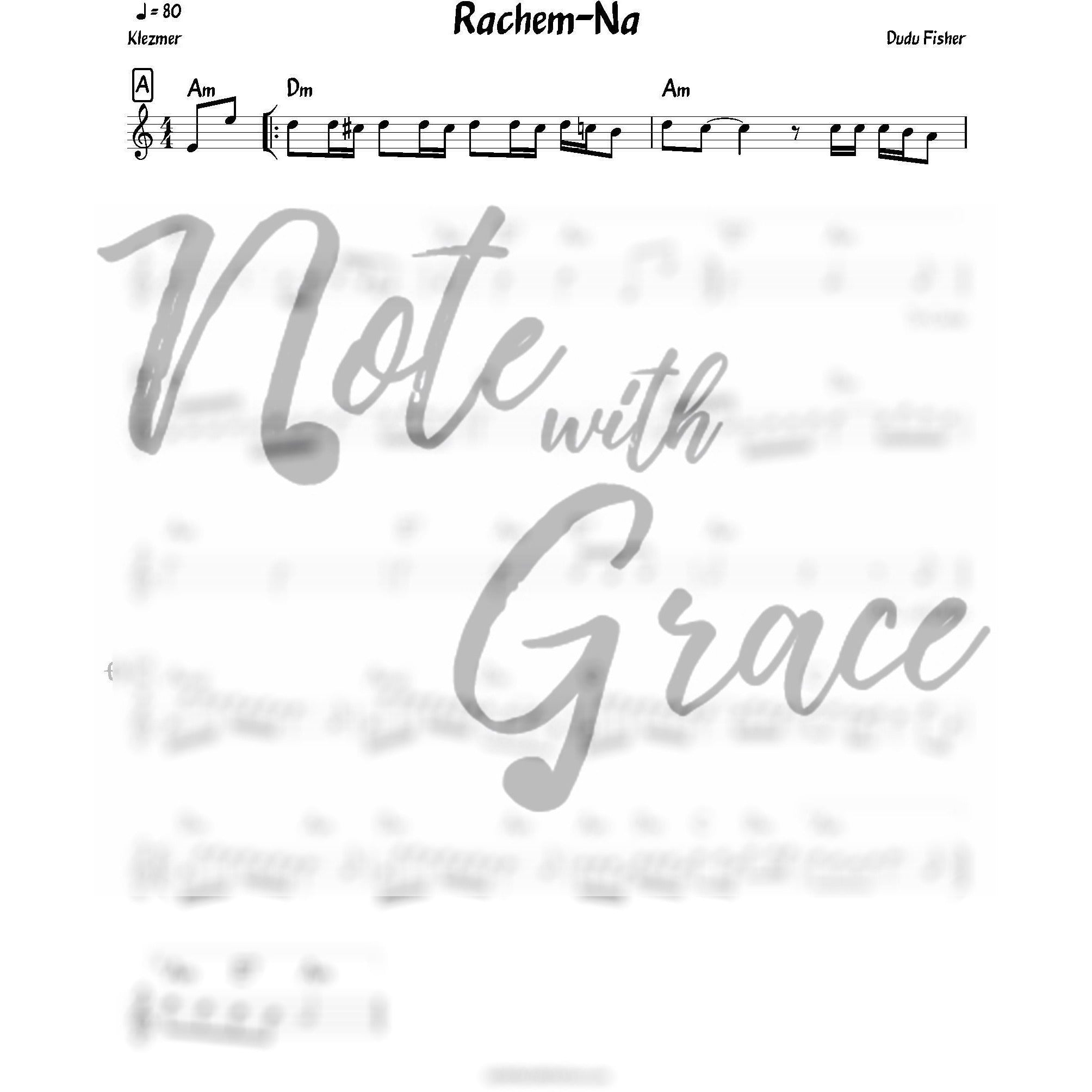 Rachem-Na Lead Sheet (Dudu Fischer) Album: Mamenyu-Sheet music-NoteWithGrace.com