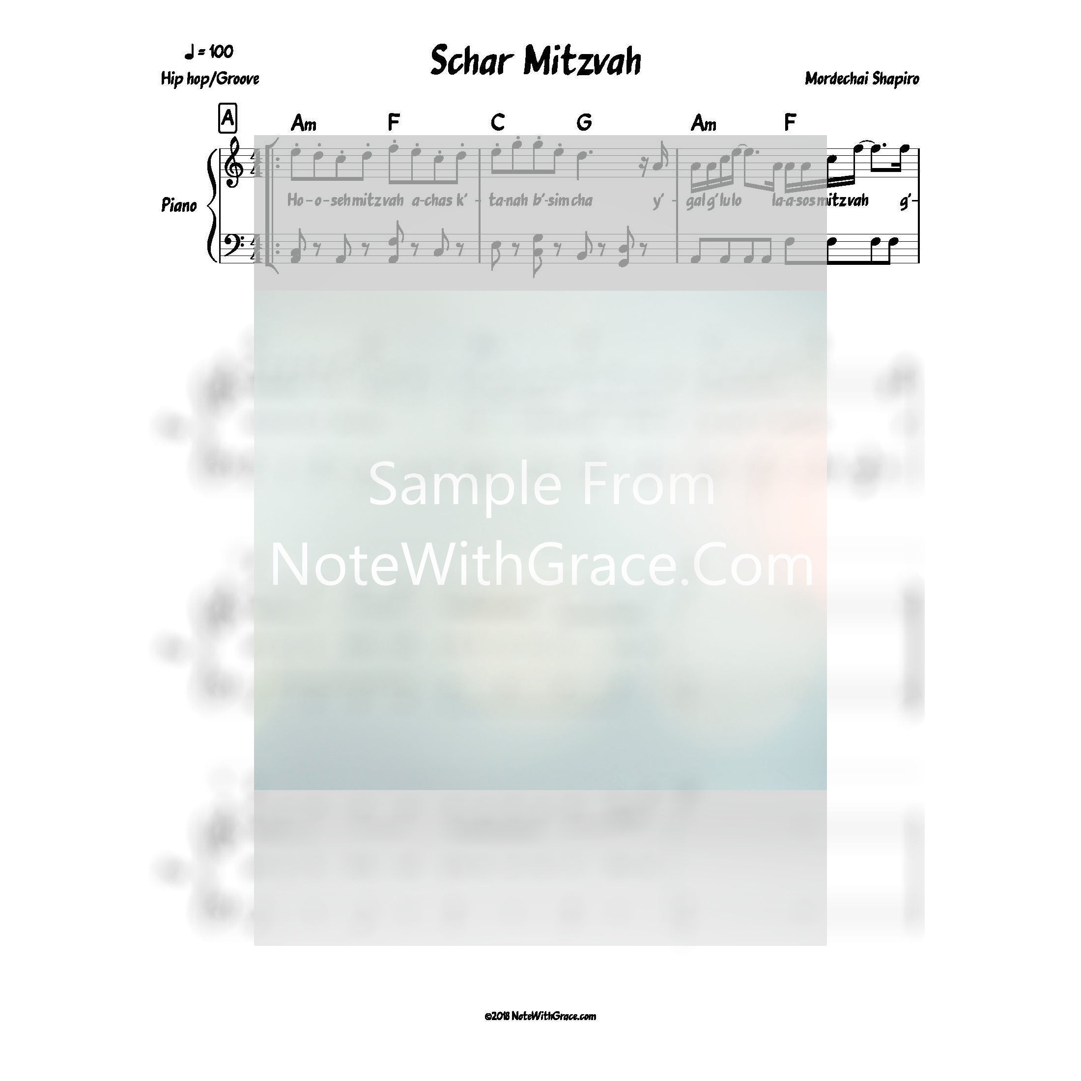 Schar Mitzvah (Mordechai Shapiro) Album: Kol Haderech-Sheet music-NoteWithGrace.com