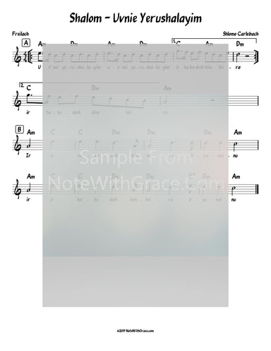 Uvnei Yerushalayim - Shalom Lead Sheet (Shlomo Carlebach)-Sheet music-NoteWithGrace.com