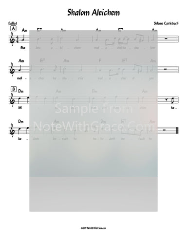 Shalom Aleichem Lead Sheet (Shlomo Carlebach)-Sheet music-NoteWithGrace.com