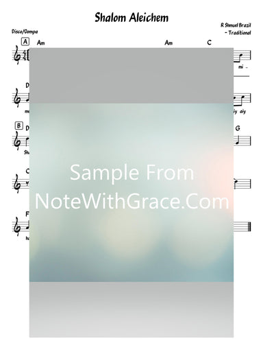 Shalom Aleichem - שלום עליכם Lead Sheet (Rabbi Shmuel Brazil - Traditional)-Sheet music-NoteWithGrace.com