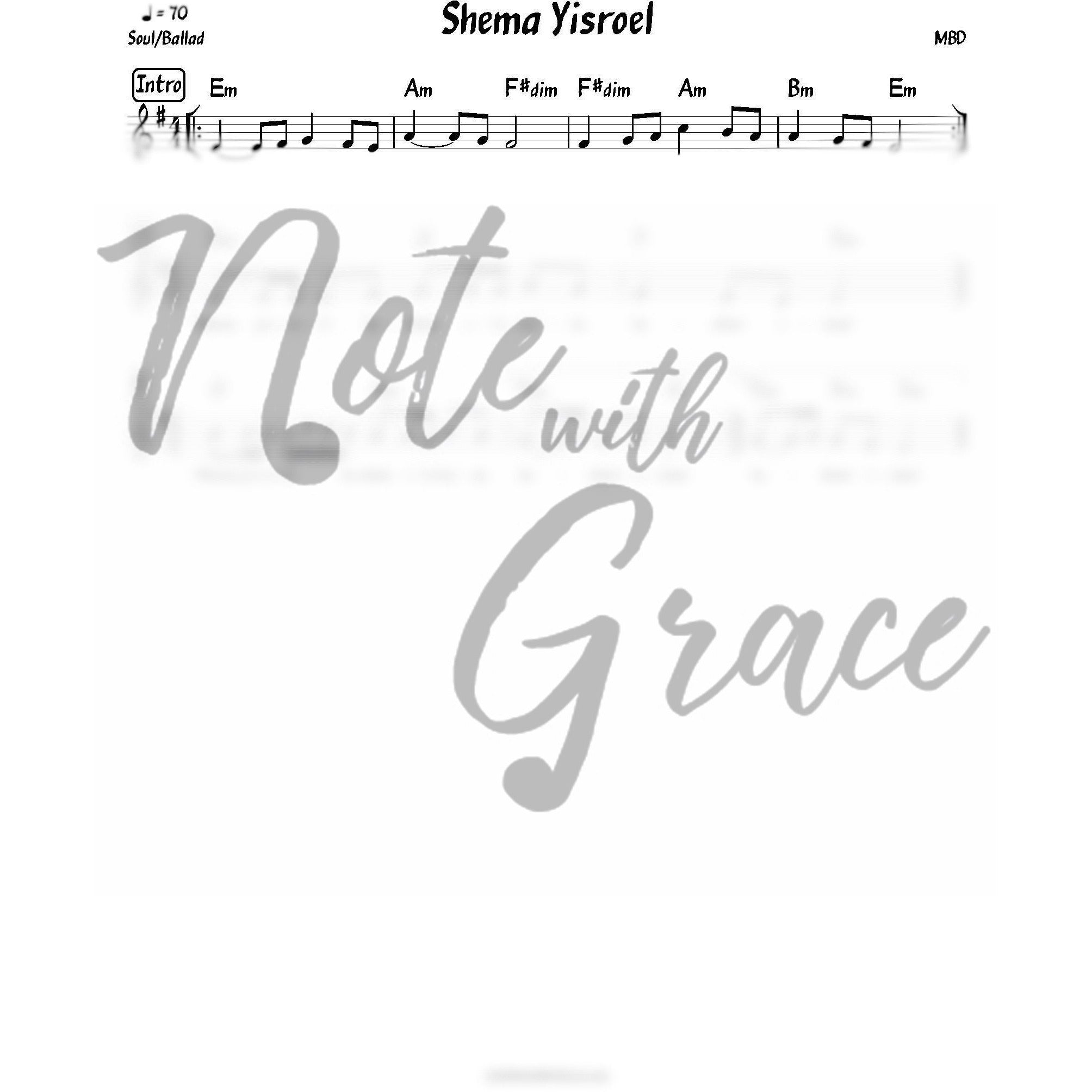 Sh'ma Yisroel Lead Sheet (MBD)-Sheet music-NoteWithGrace.com