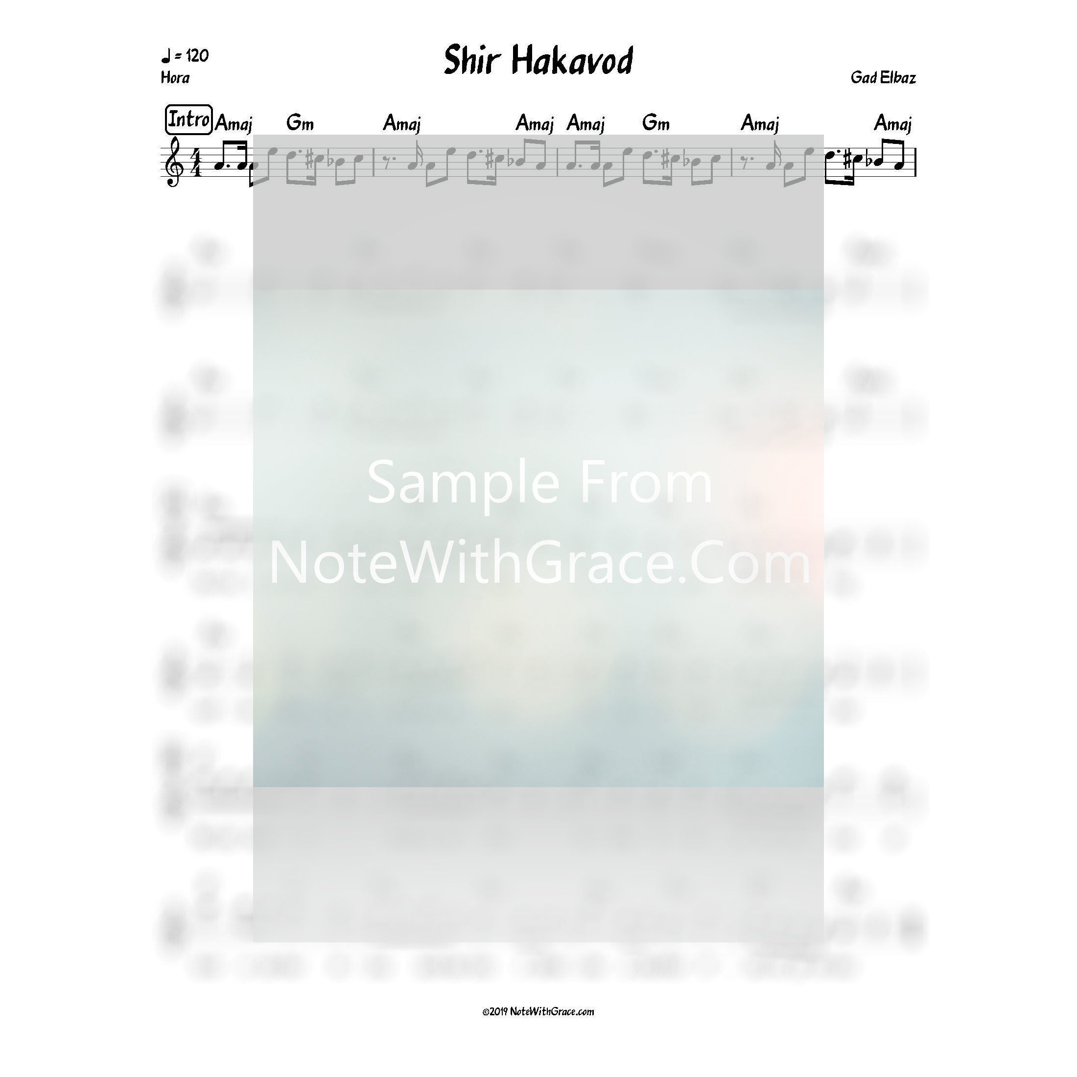 Shir Hakavod | Anim Z'miros Lead Sheet (Gad Elbaz)-Sheet music-NoteWithGrace.com