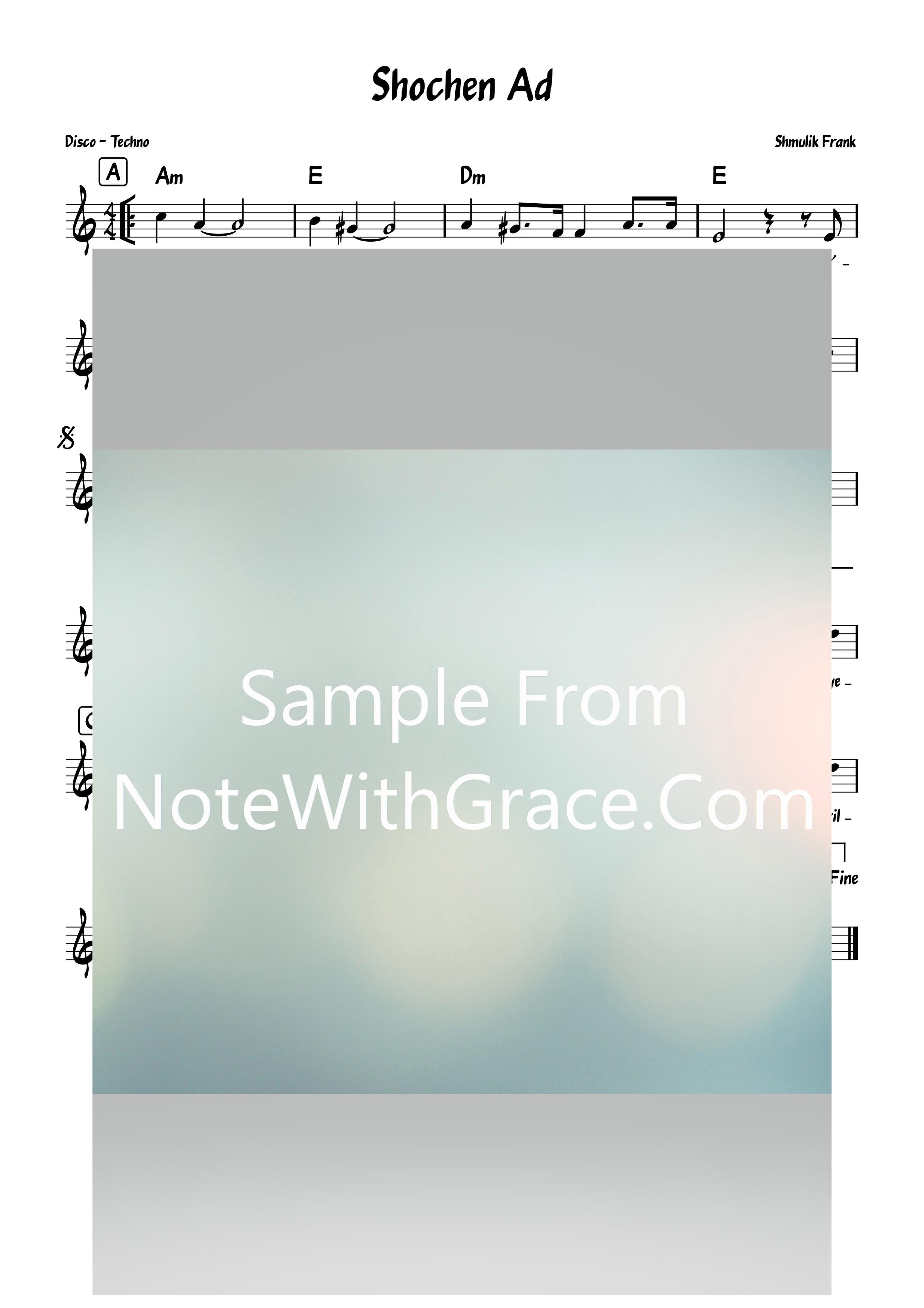 Shochen Ad - שוכן עד Lead Sheet (Shmulik Frank) Single Video 2020-Sheet music-NoteWithGrace.com