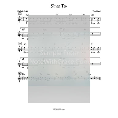 Siman Tov Lead Sheet (Traditional)-Sheet music-NoteWithGrace.com