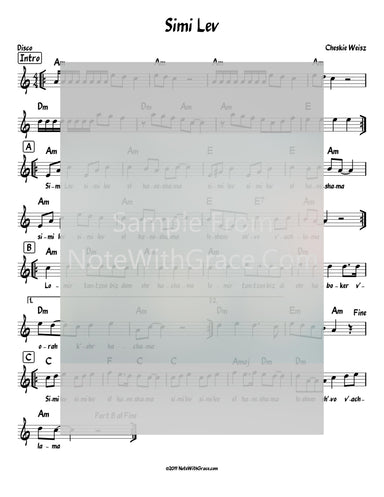 Simi Lev Lead Sheet (Cheskie Weiss) Album: Lev El Haneshama 2019-Sheet music-NoteWithGrace.com