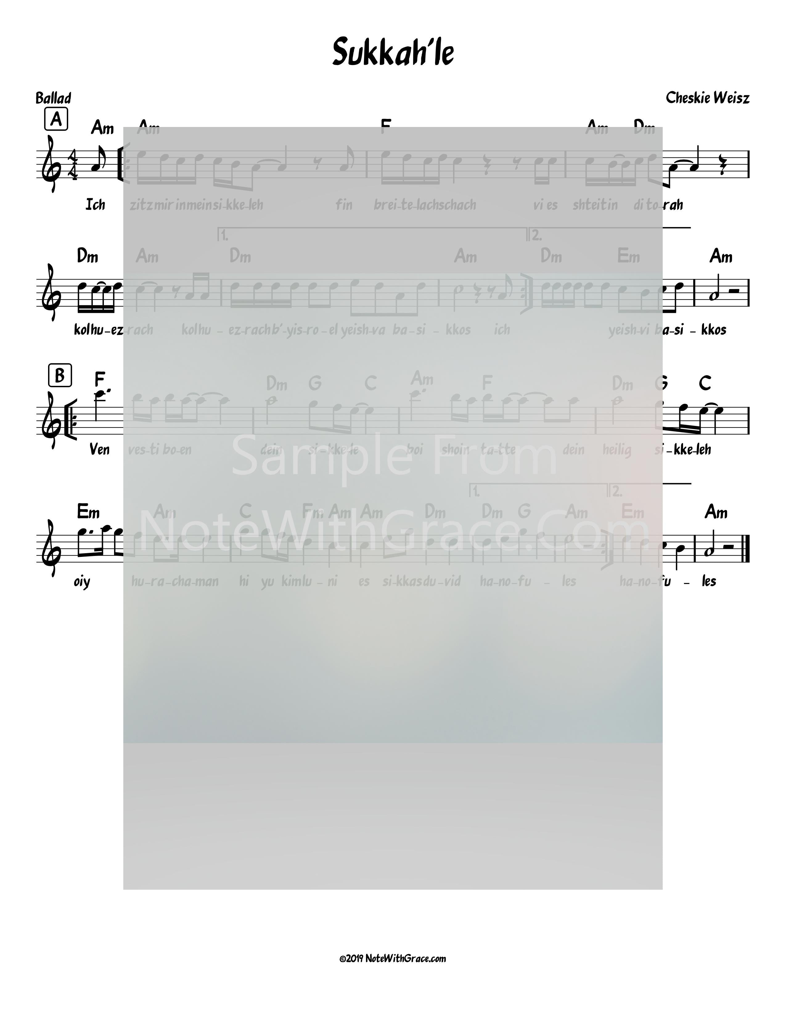 Sukkah'le Lead Sheet (Cheskie Weiss) Album: Lev el Haneshama 2019-Sheet music-NoteWithGrace.com