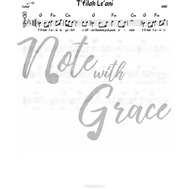 T'filah Le'ani Lead Sheet (MBD)-Sheet music-NoteWithGrace.com