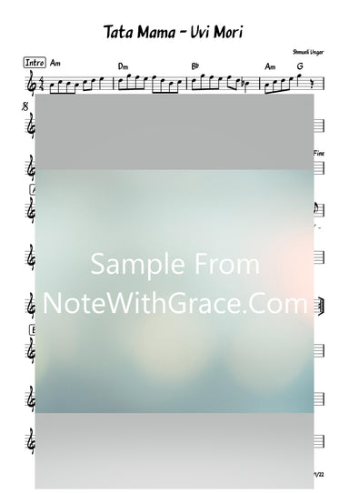 Tatta Mamme - אבי מורי מיין ליבע טאטע Lead Sheet (Shmueli Ungar) Single: 2022-Sheet music-NoteWithGrace.com